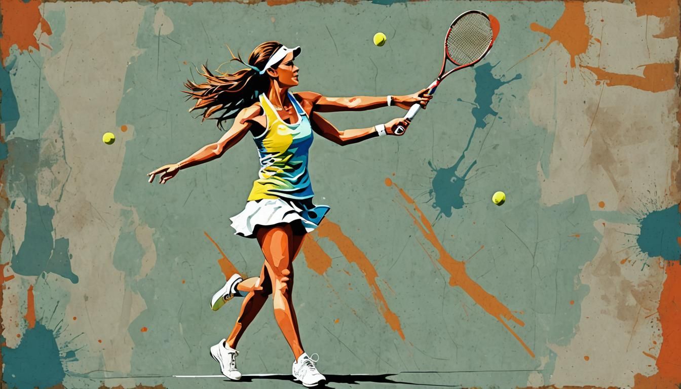 Abstract Tennis Player in Complementary Colors