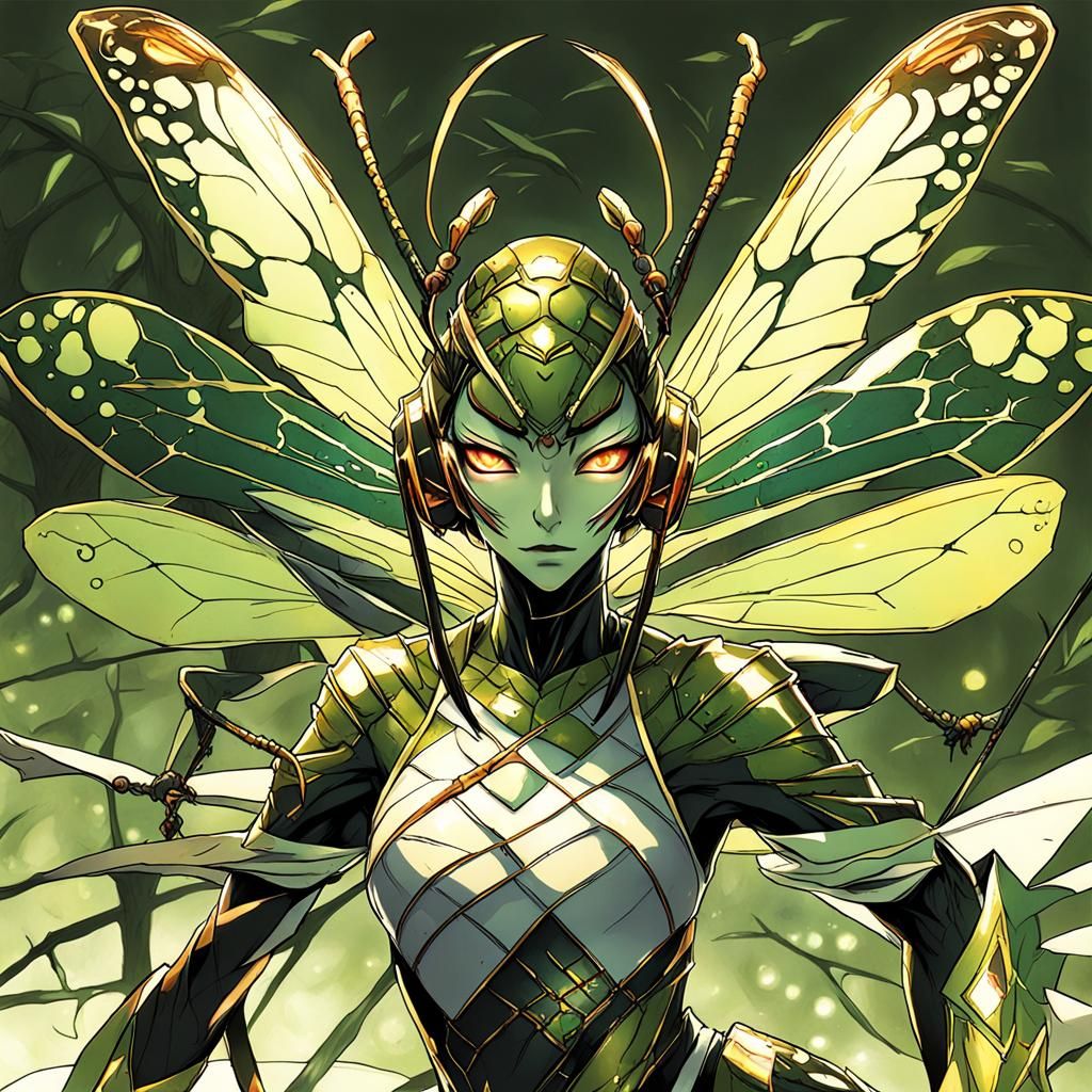 Anime-Style Insect Woman: Manga Key Visual