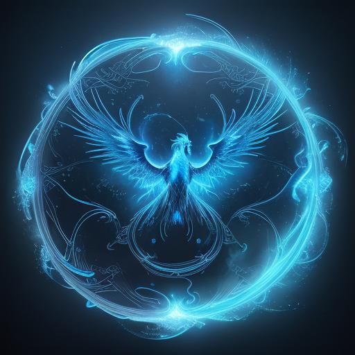 Blue Phoenix Optical Fiber Digital Art