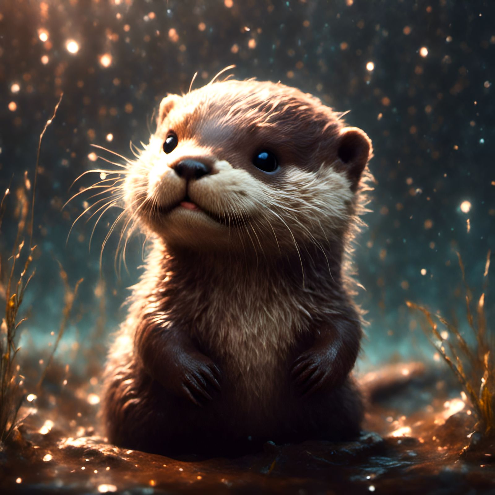 Cute Chibi Otter with Fairy Dust Glow