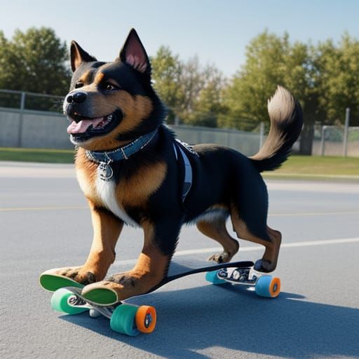 Adorable Dogs Skateboarding with Joyful Energy