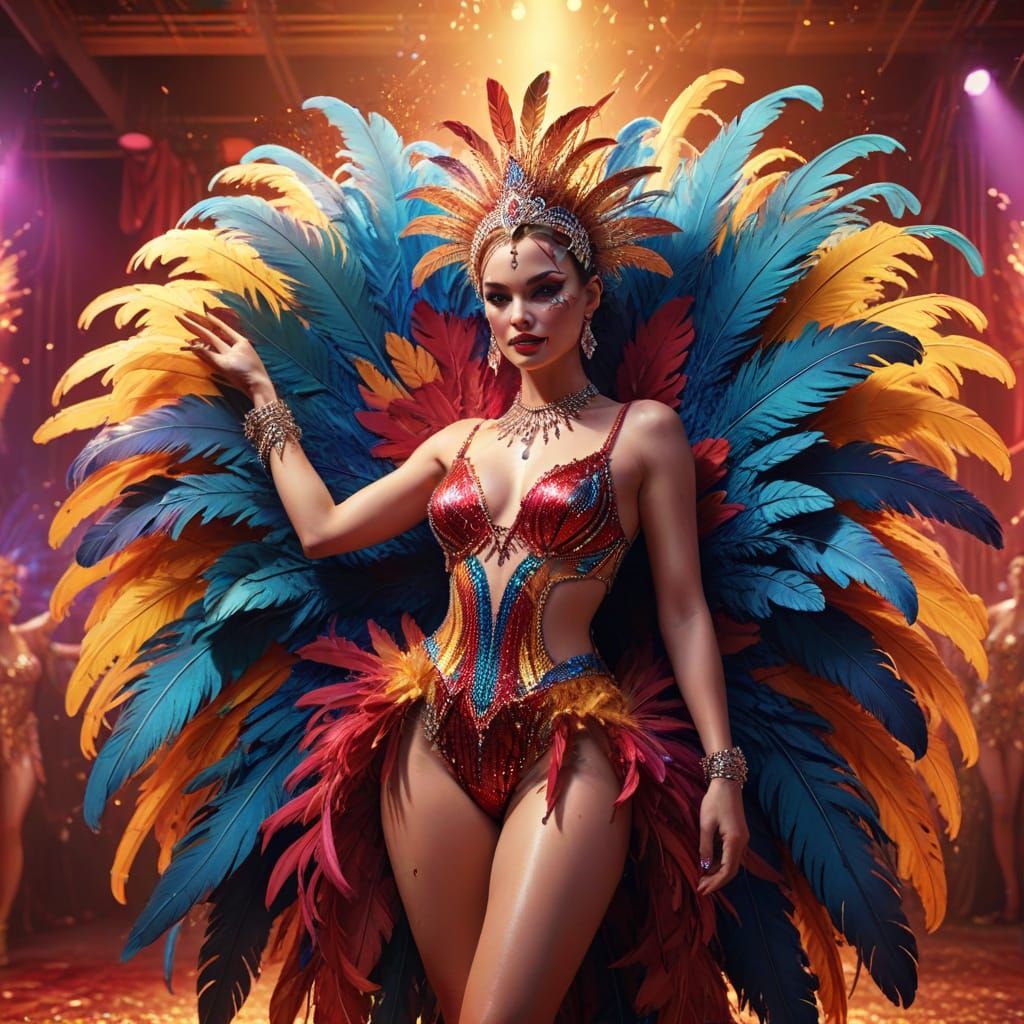 Showgirls Performing in Splash Art Style