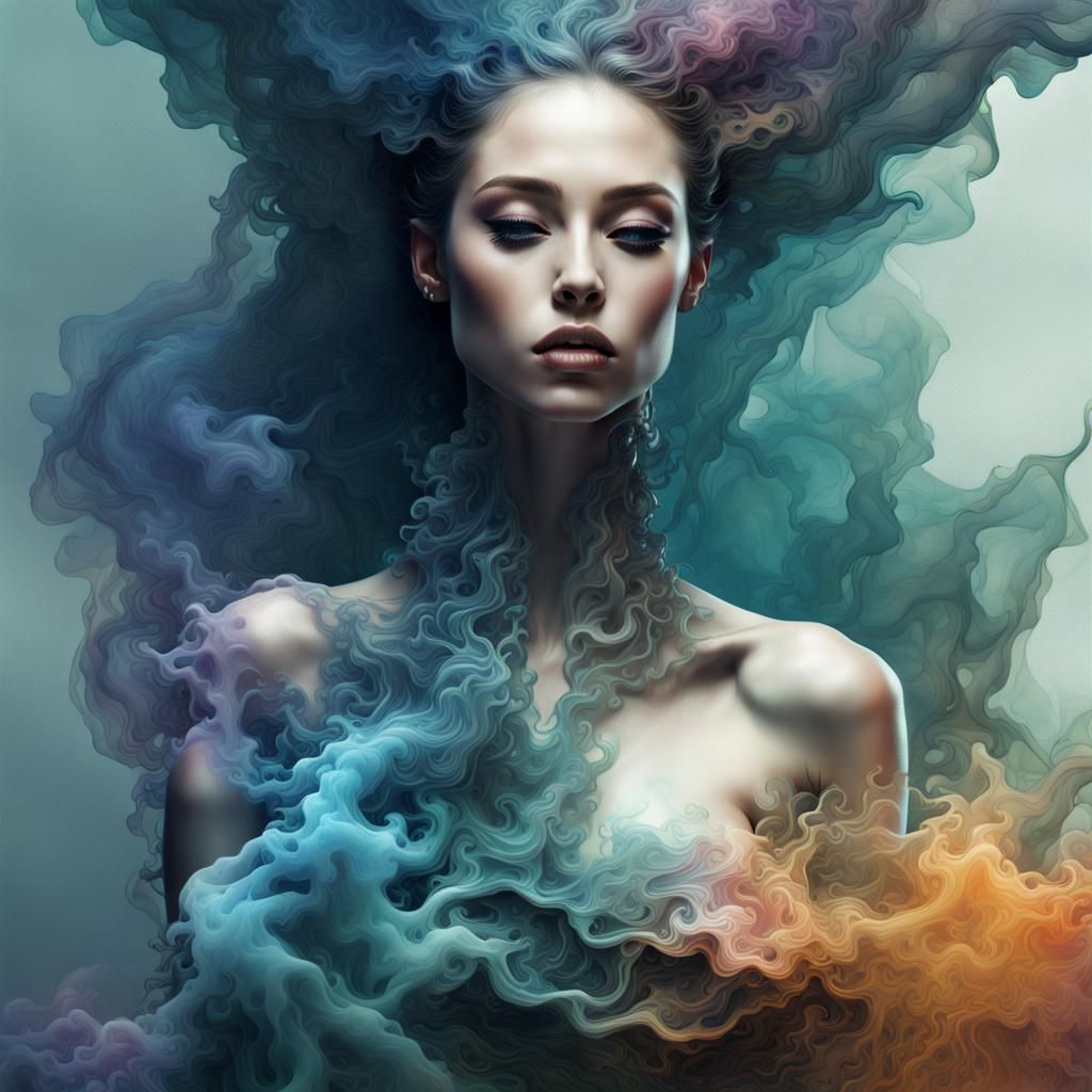 Smokey Water Dress in Gemstone Fractal Style