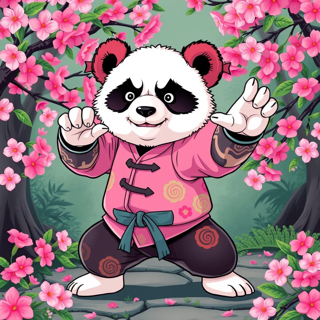 Kung Fu Panda in Pastel Pop Art Style