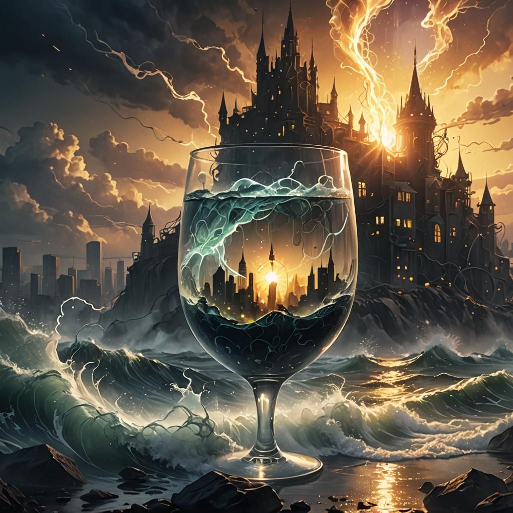 Glass 'A' Shape in Fog: A Dark Fantasy Illustration