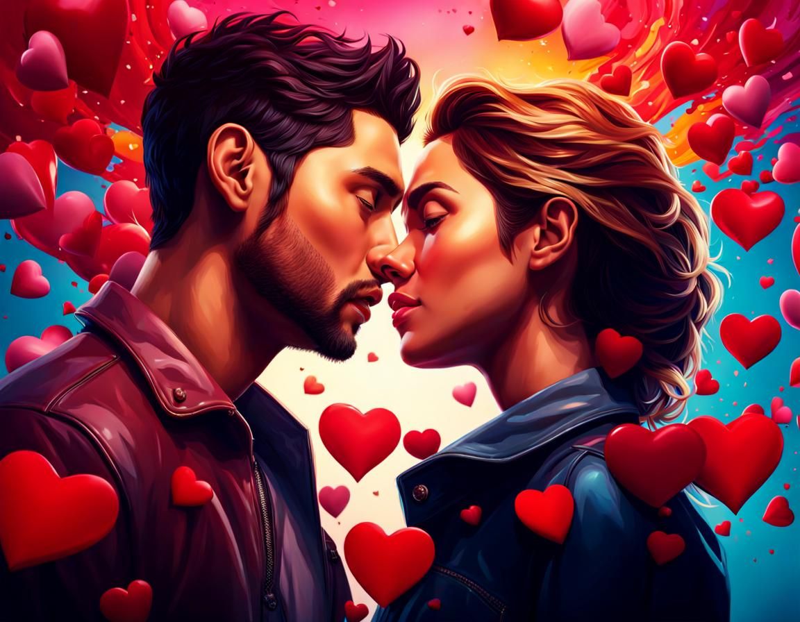 Young Couple Falling in Love: Splash Art