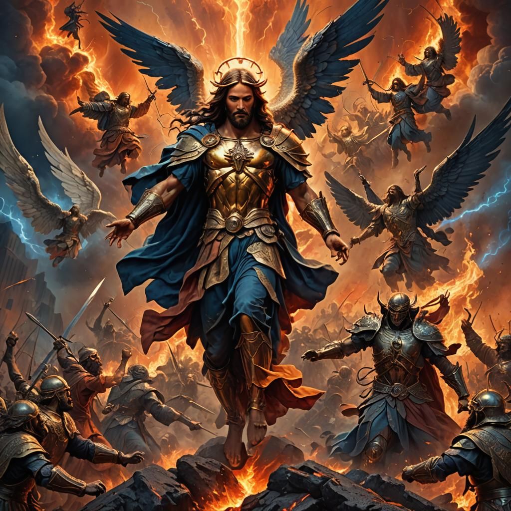 Jesus Christ in Epic Battle: Fantasy Concept Art