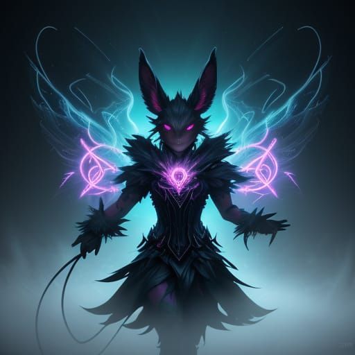 Vibrant Neon Fantasy Art: Anargy Elementalist Unleashes Elem...