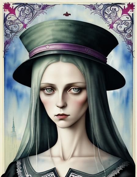 Mystical Watercolor Poster Art With Ink Splashes