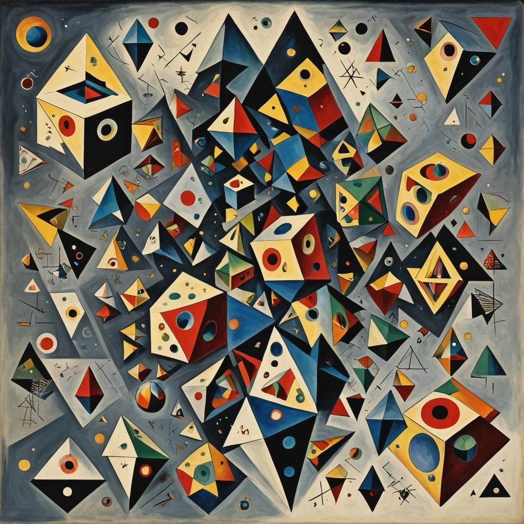 Abstract Cubes and Triangles in Art Styles
