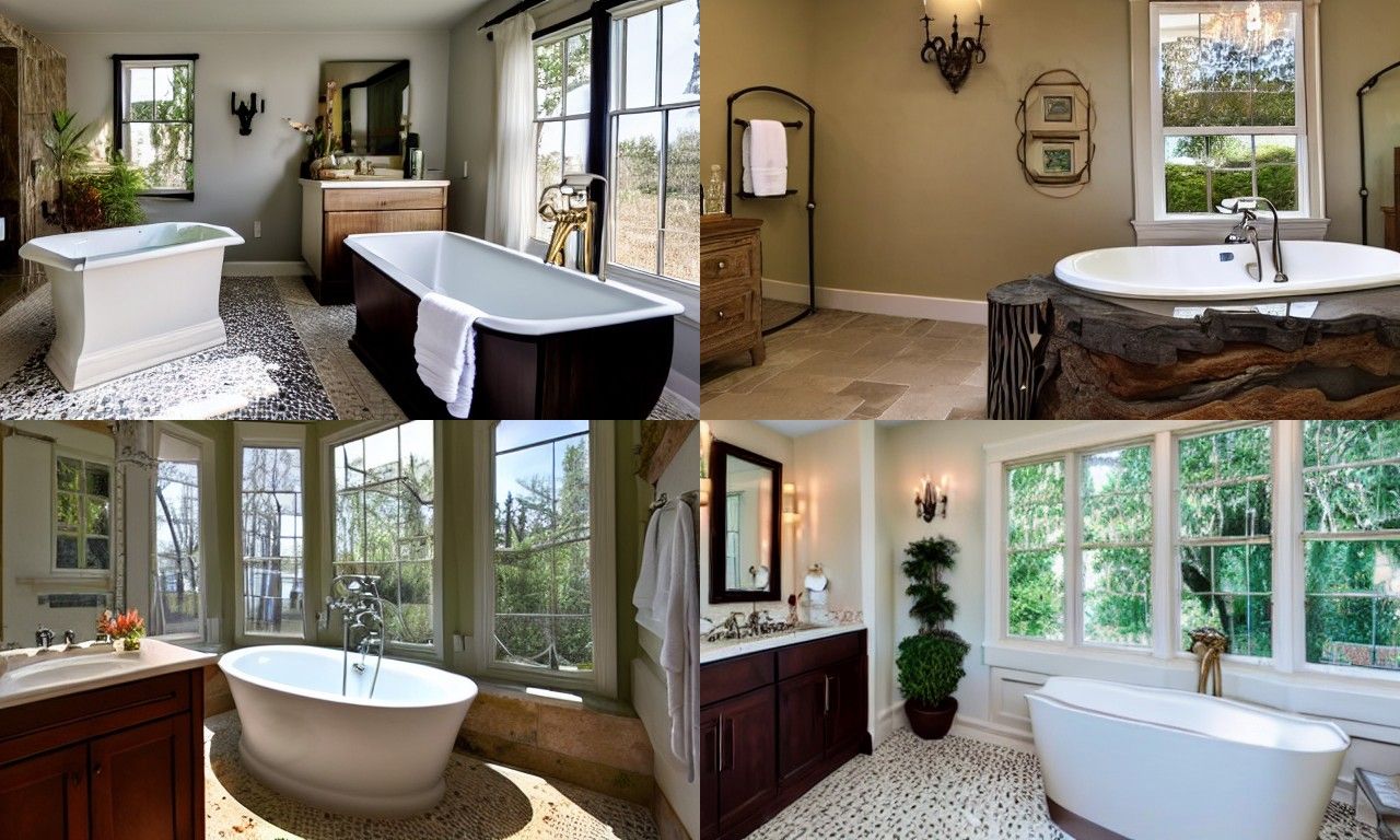 Cursed McMansion Master Bathroom with Coastal Decor