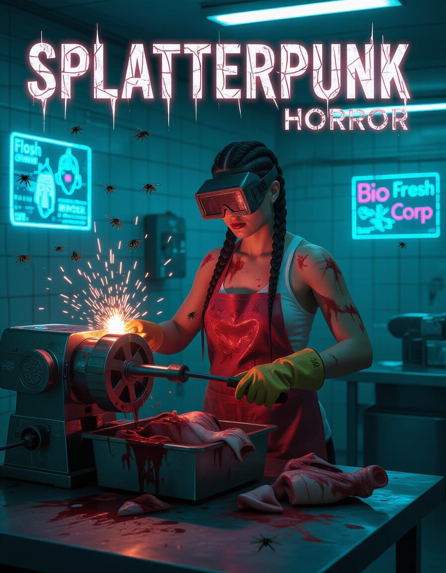 Splatterpunk Horror Cover: Neon Slaughterhouse