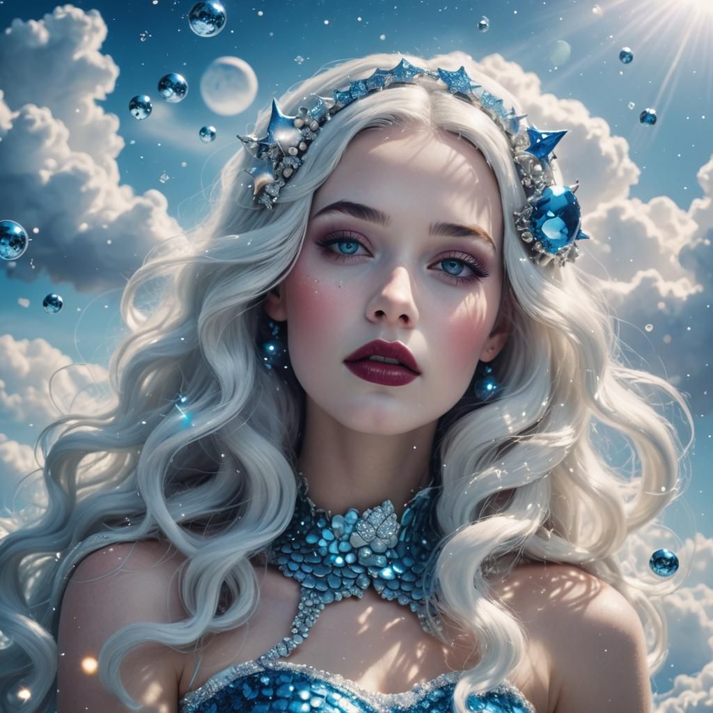 Snow White Space Mermaid with Blue Lips