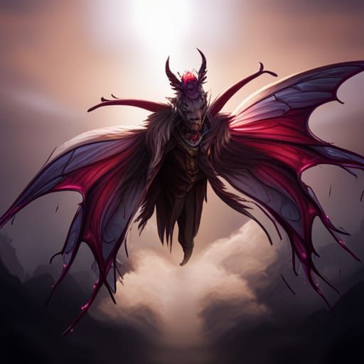 Smiling Butterfly Demon in Dark Fantasy Art