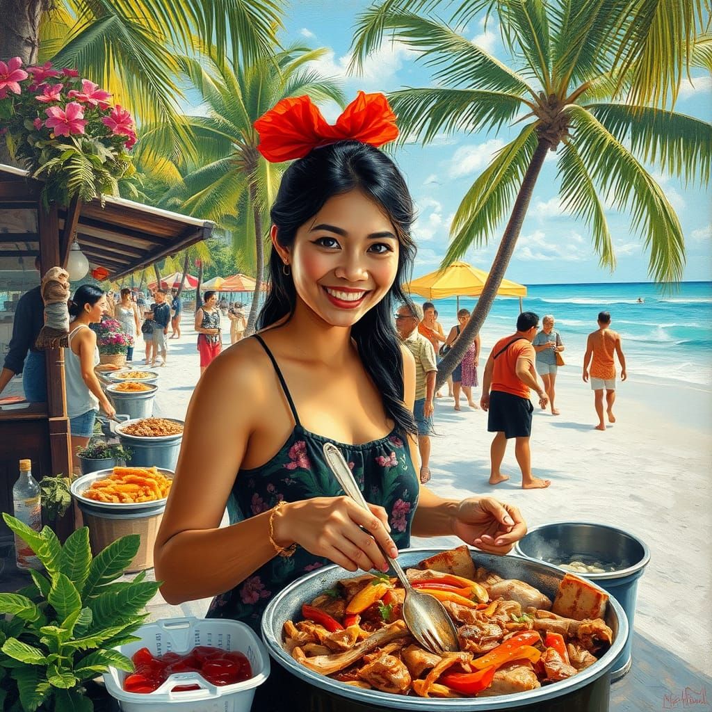 Pinay serving pork adobo and adidas street food