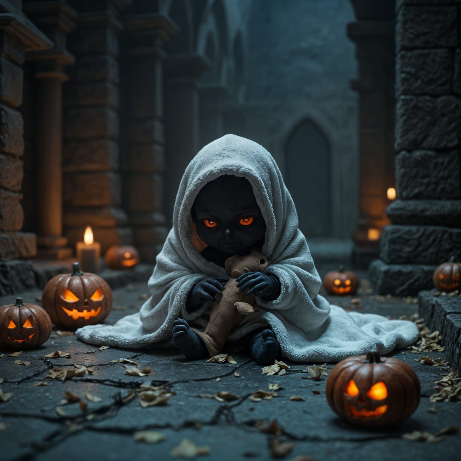 Crying Ghost in Castle, a Fantastical Matte Painting