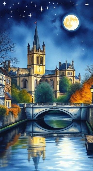 Durham Cathedral Watercolour Painting at Autumn Evening