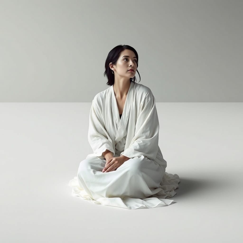 A Contemplative Woman Lost in the Endless Void