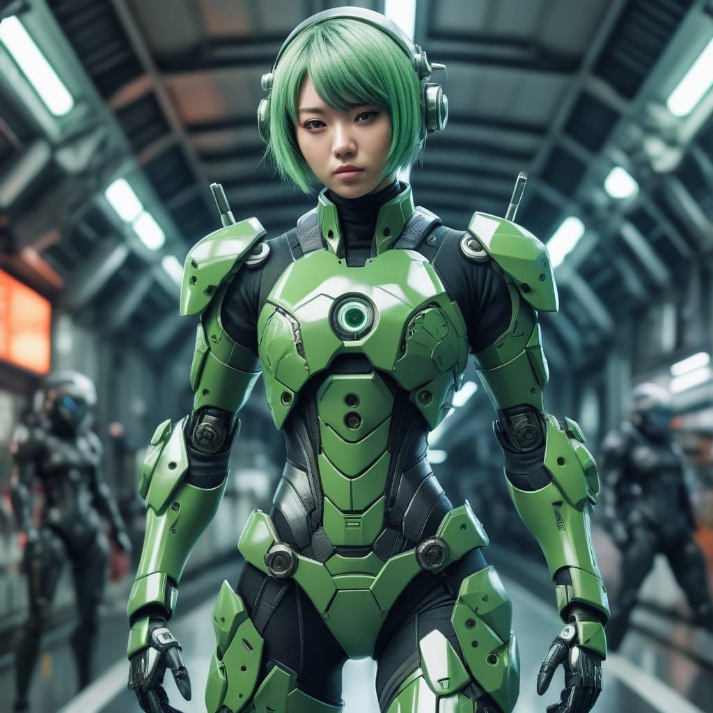 Anime Girl in Futuristic Combat Suit