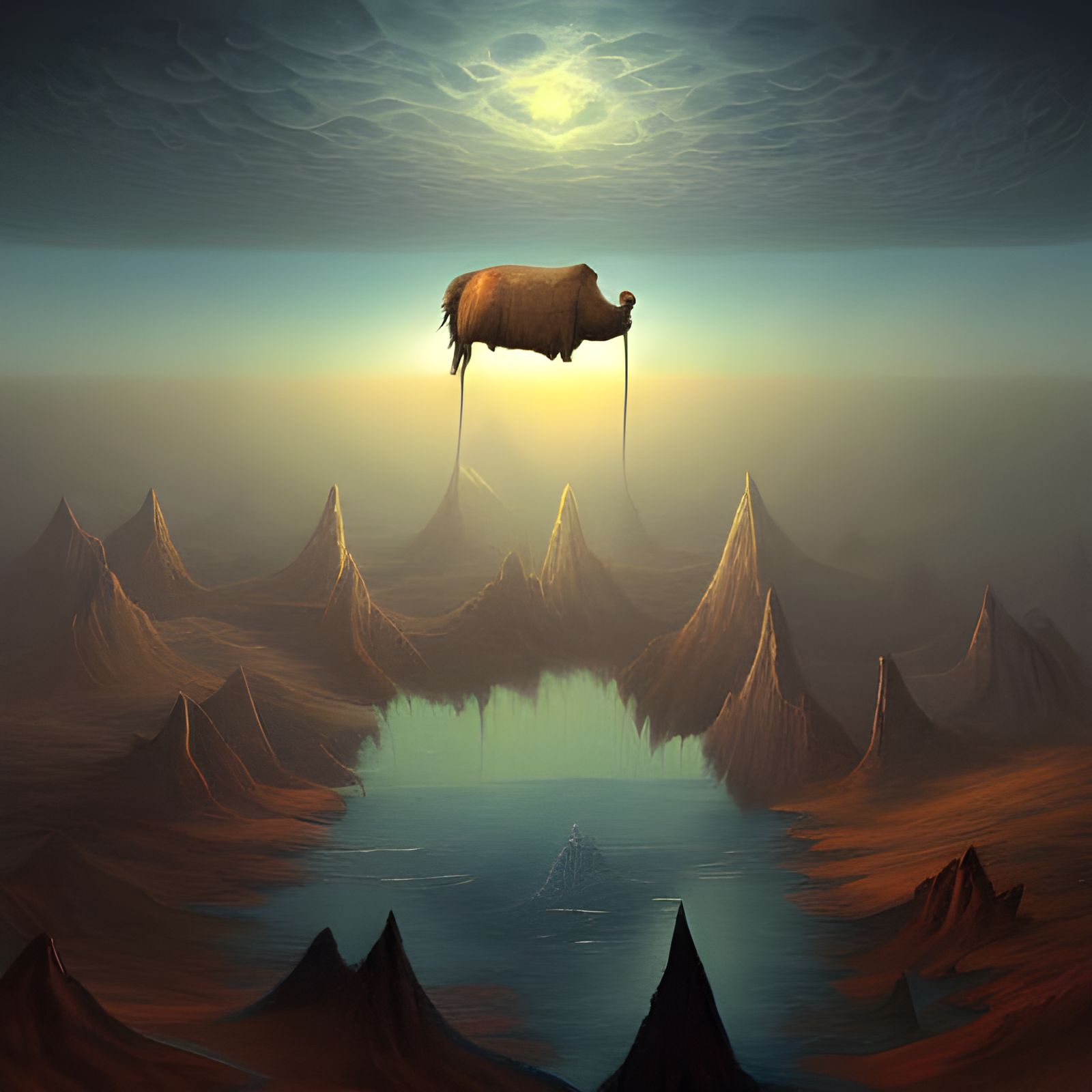Surreal Mirrors on Mountains, Digital Art
