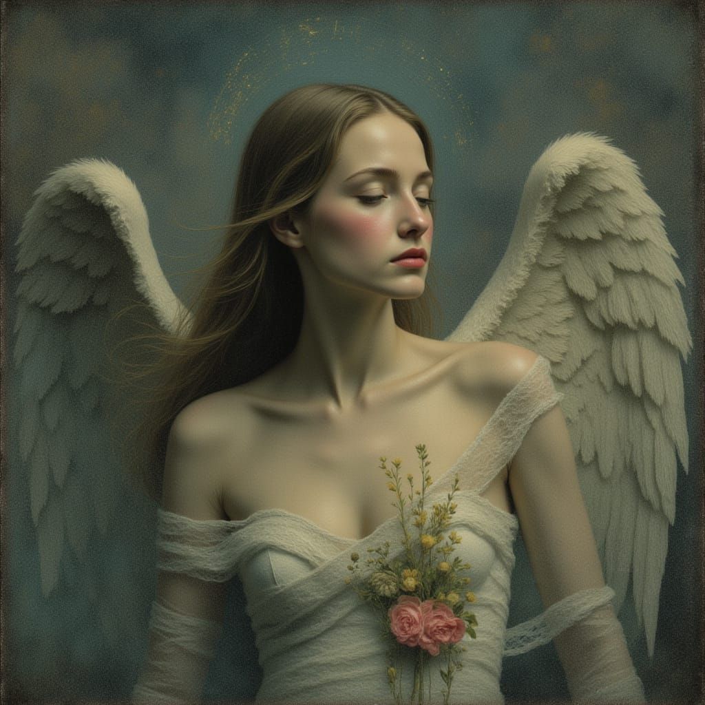 Androgynous Angel in Ethereal Light - Romantic Melancholic S...