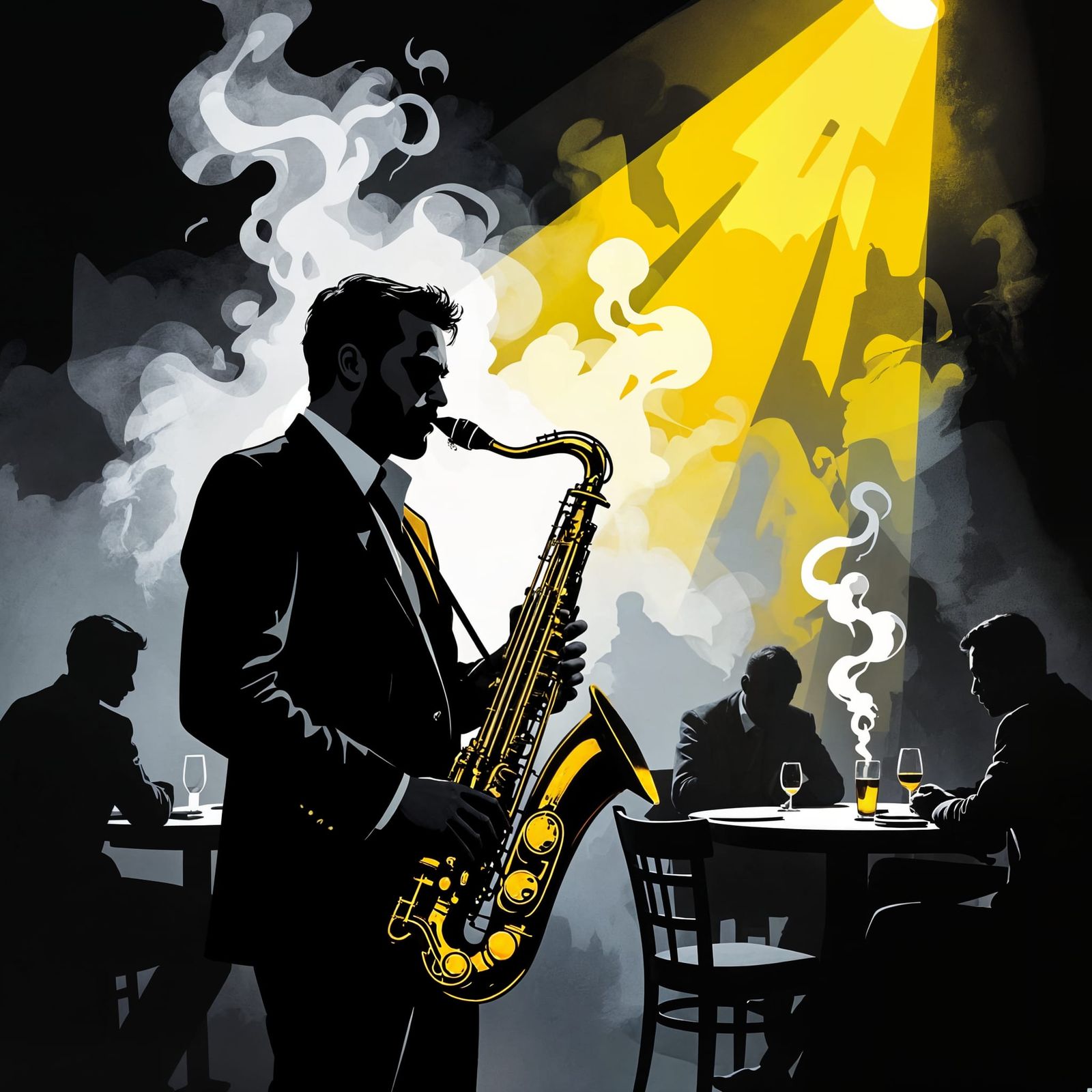 Sin City Jazz Club with Yellow Saxophone
