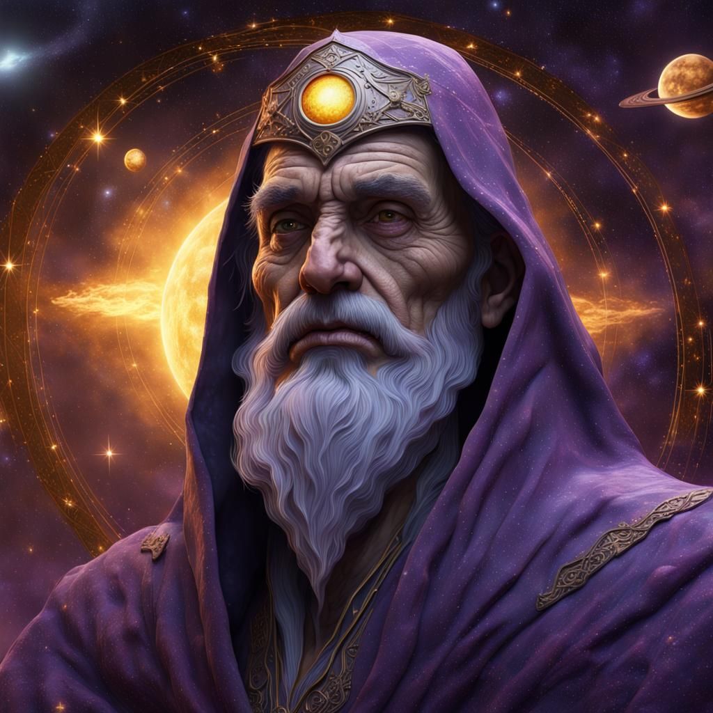 Wizard's Face Transforms into Starry Sky