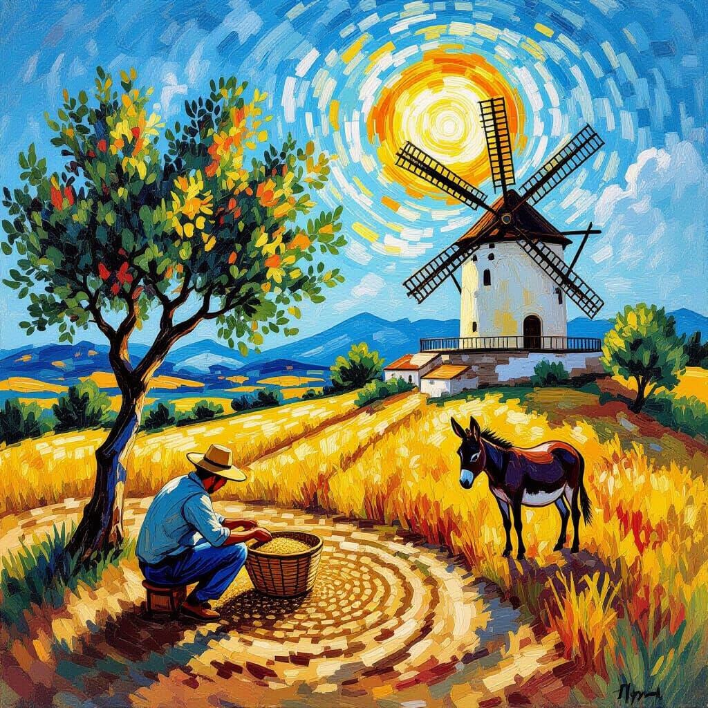 Spanish Sower in Impressionistic Style