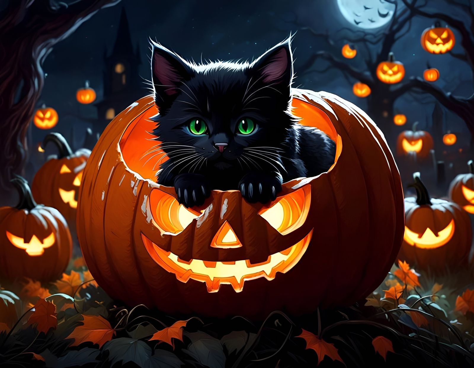 Kitten in a Jack o' Lantern