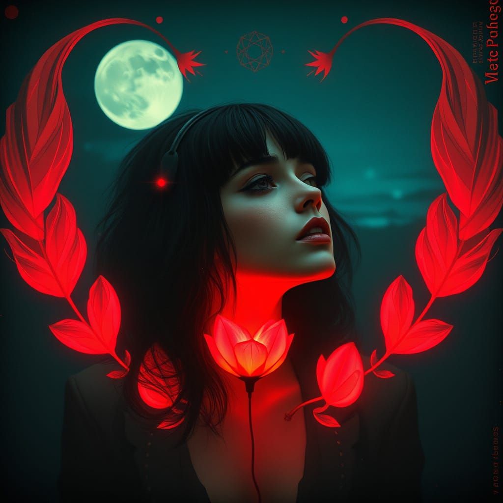 Cyberpunk Goddess in Holographic Petalpunk Aesthetic