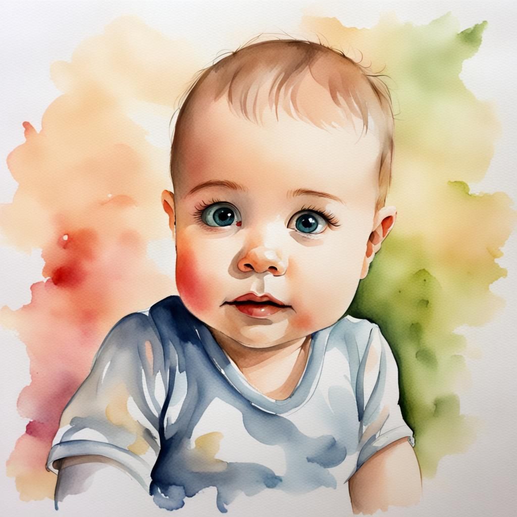Beautiful Baby in Watercolors