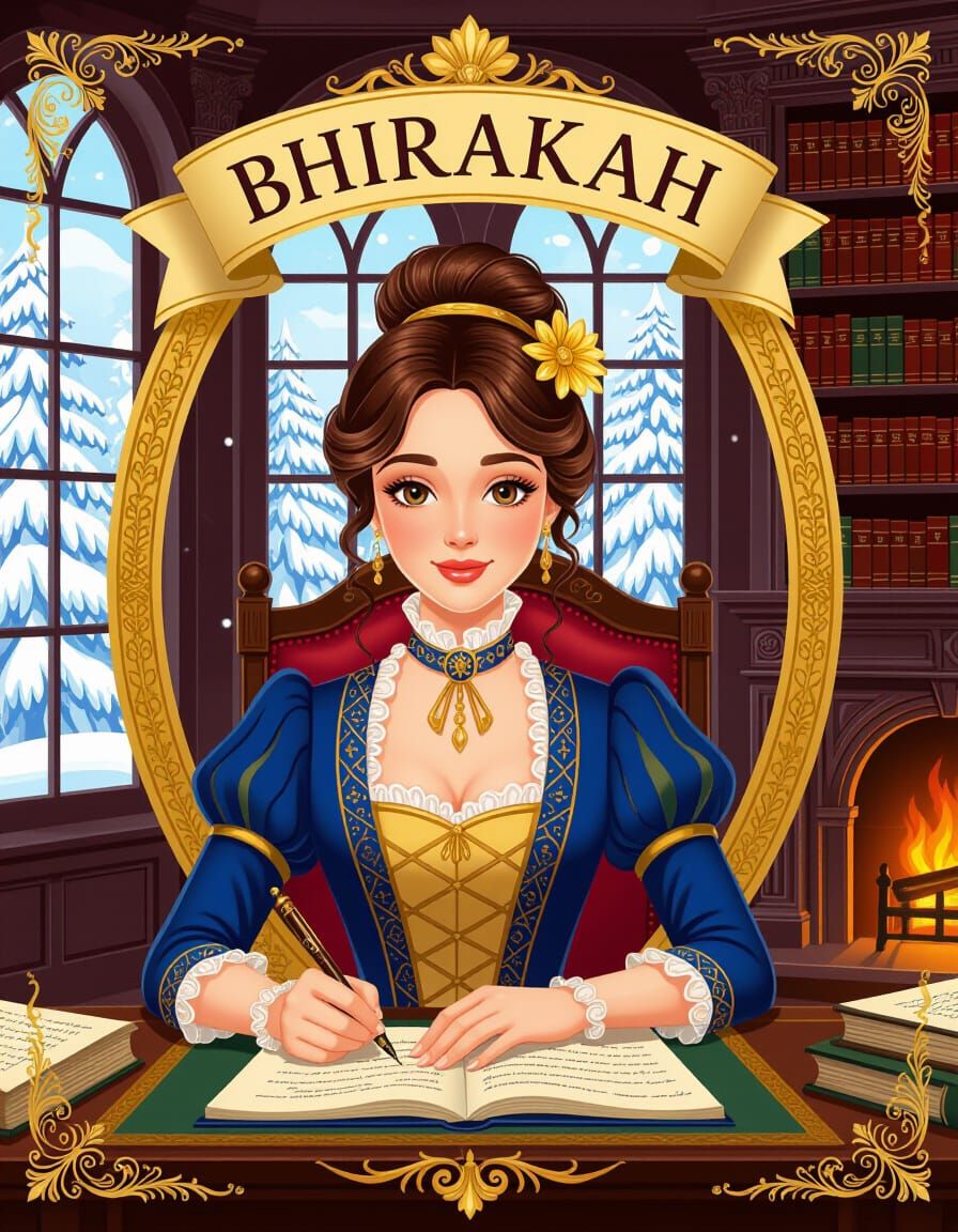 Victorian Logo Emblem for Bhirakah with Lady Writing