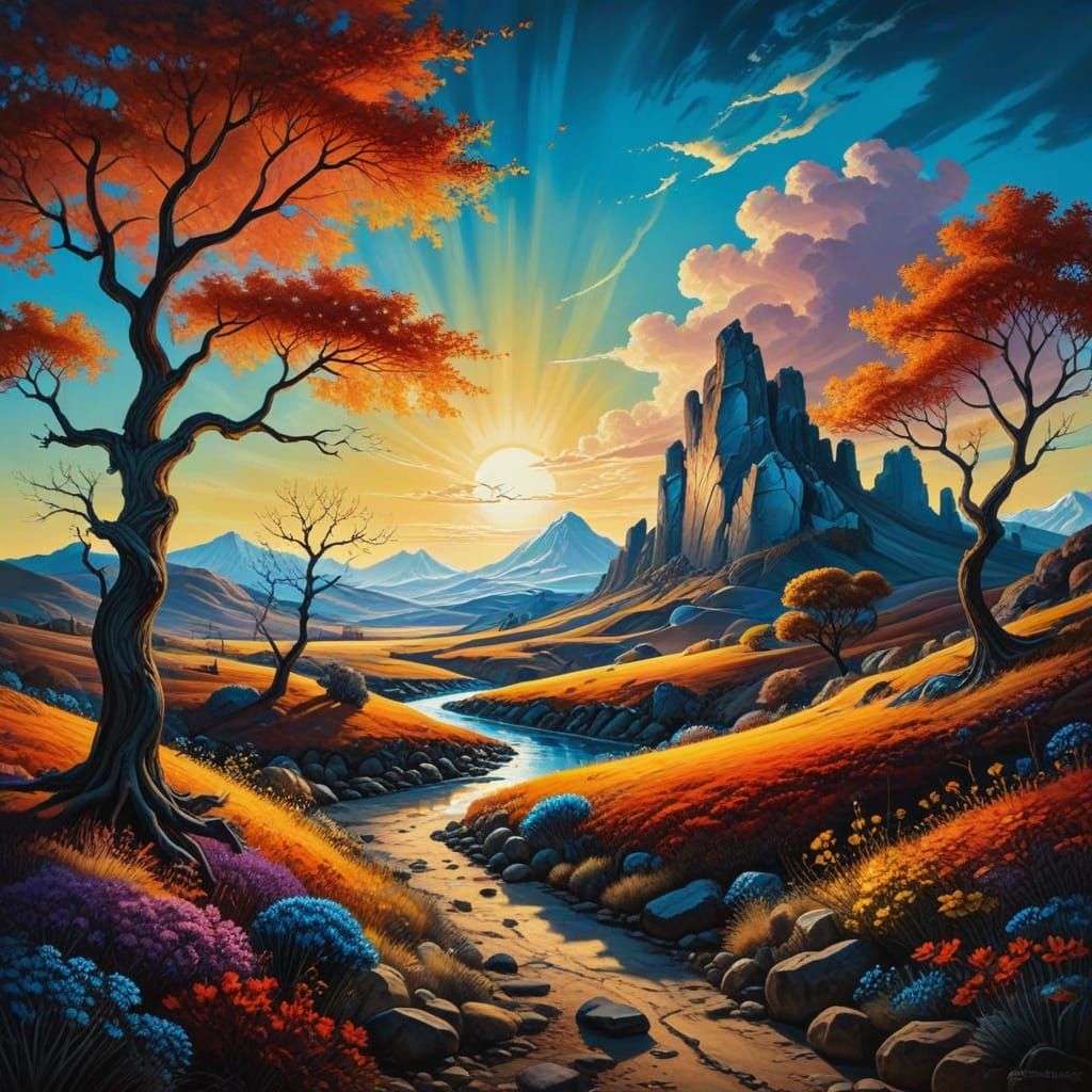 Ethereal Surrealistic Dreamscape with Enigmatic Female Figur...