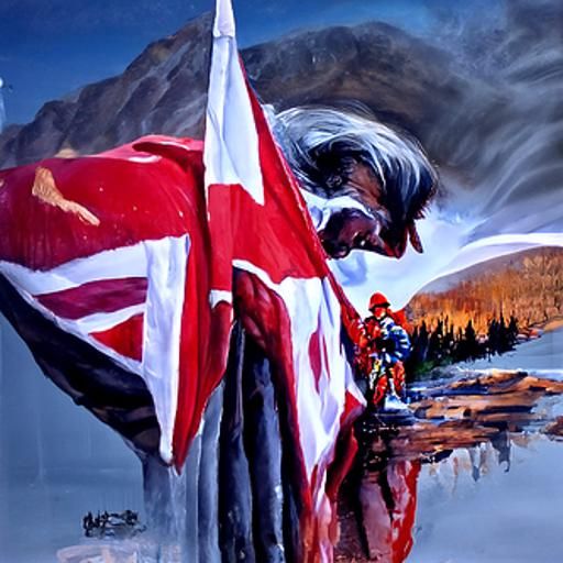 Patriotic Oil Painting of Canadian Flag