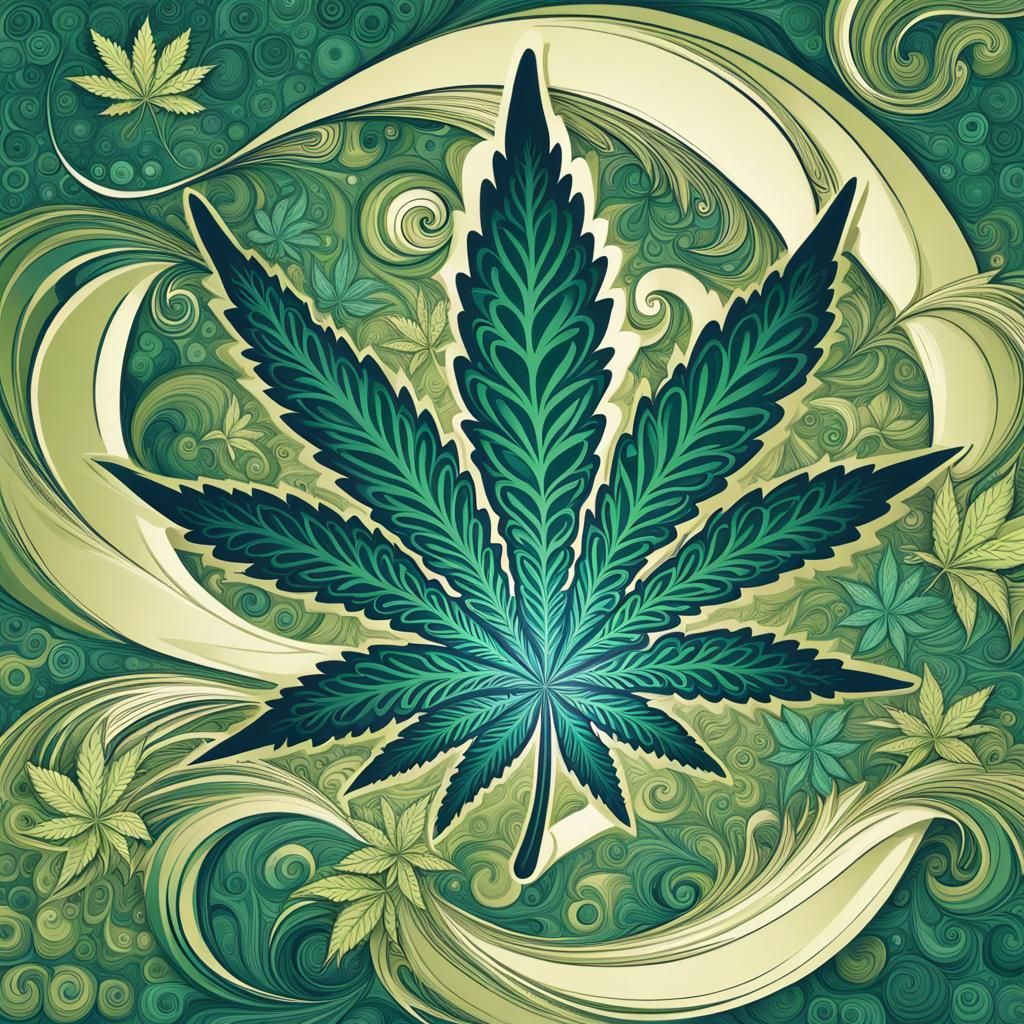 Cannabis Smoking Items Logo with Abstract Fractal Design