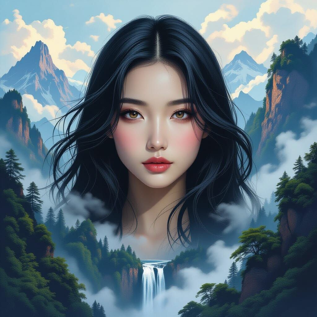 A mesmerizing 8K double exposure image that masterfully capt...