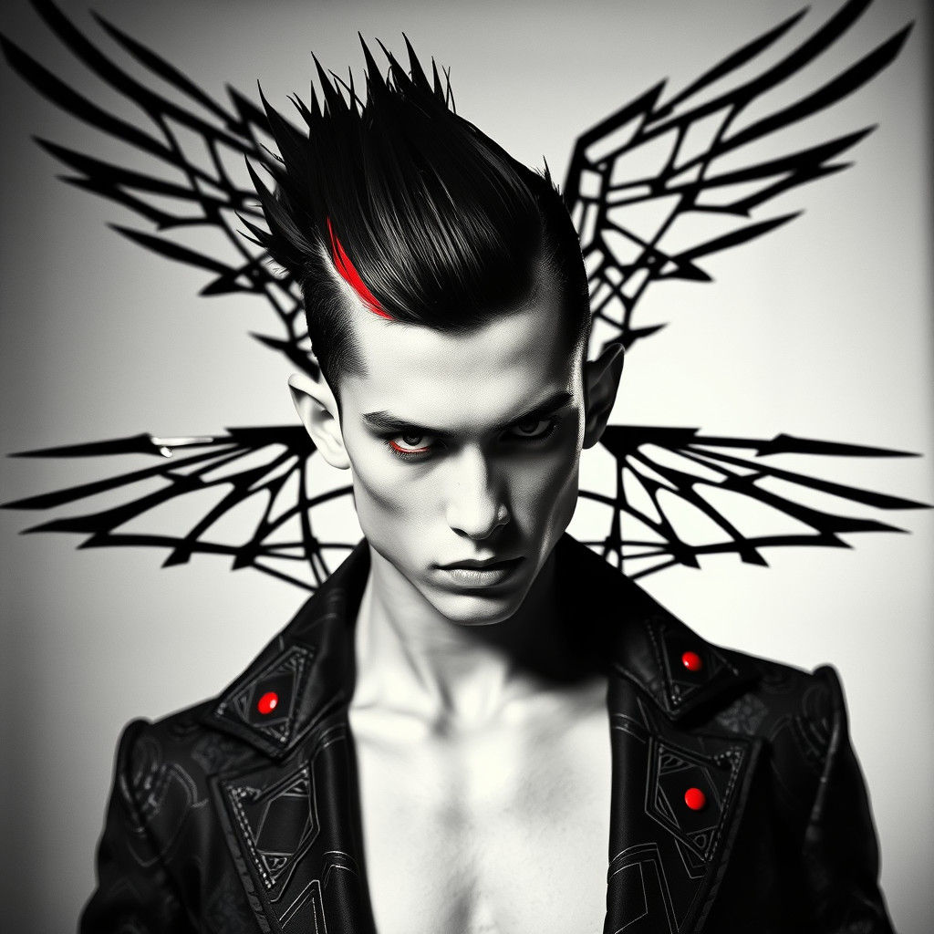 Geometric Raven Model in Dadaist Photogram Style