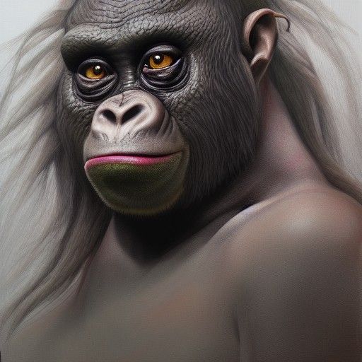 Hyperrealistic Medusa Gorilla Gollum Hybrid Concept Art