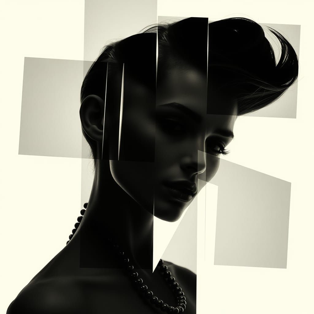Create a black and white photogram-style image inspired by a...
