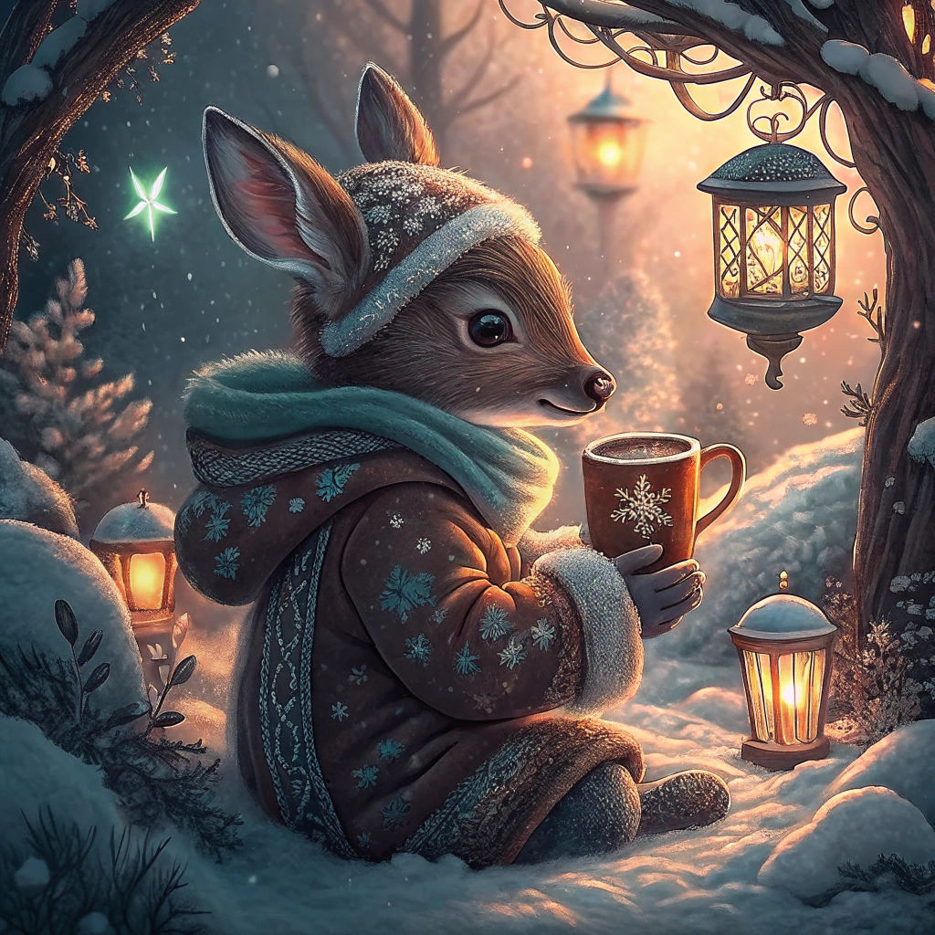 Baby Doe in Winter Clothes Drinking Hot Chocolate