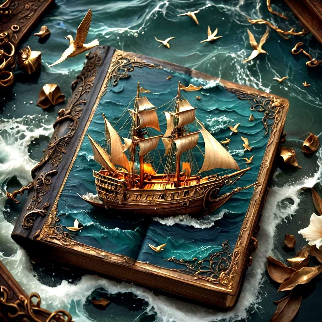 Enchanted Ship in a Magical Book