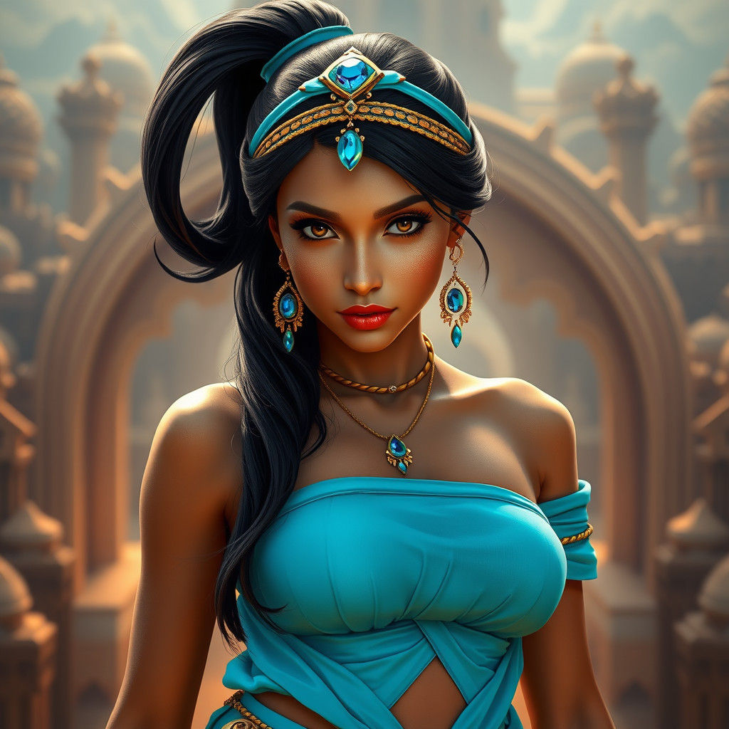Stunning Arabian Woman in Traditional Fantasy Style