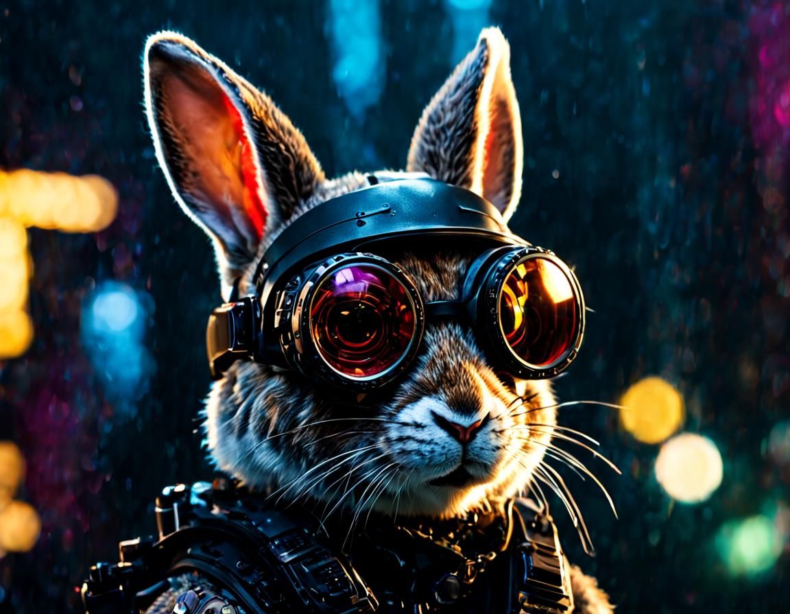 Cyberpunk Bunny in Seattle, Professional Photograph