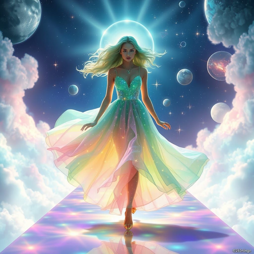 Celestial Goddess in Cosmic Glow