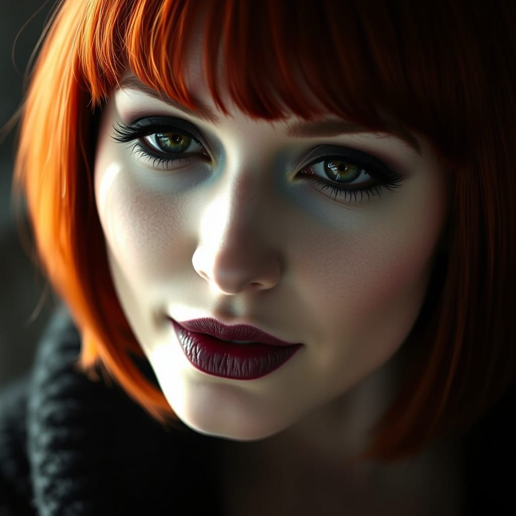 Woman in Smoky Eyes and Dark Lipstick