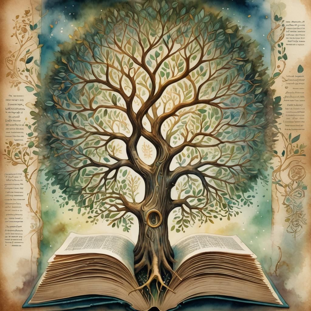 Mystical Tree of Life Emerges from Open Book