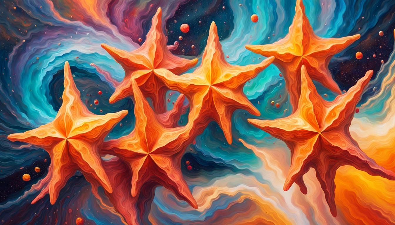 Vivid Stars Spinning in Cosmic Jelly, Impasto Painting