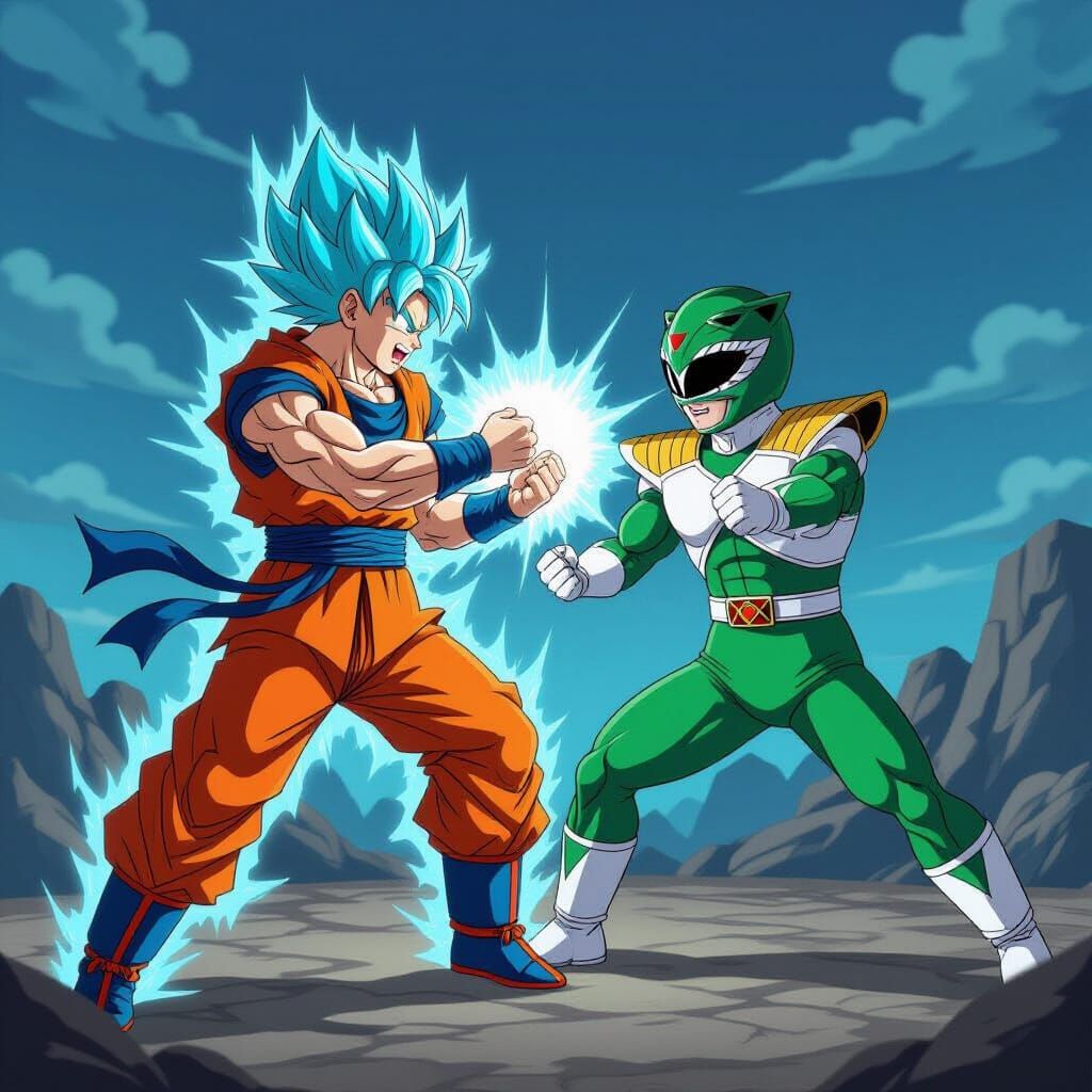 Super Saiyan Blue Goku vs Green Ranger