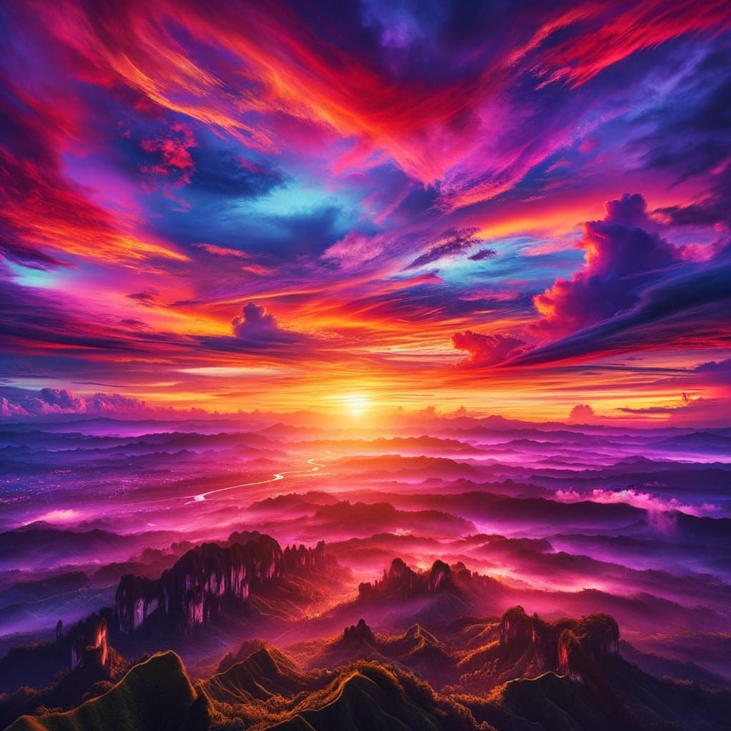 Spectacular Sunset Landscape in Vibrant Colors