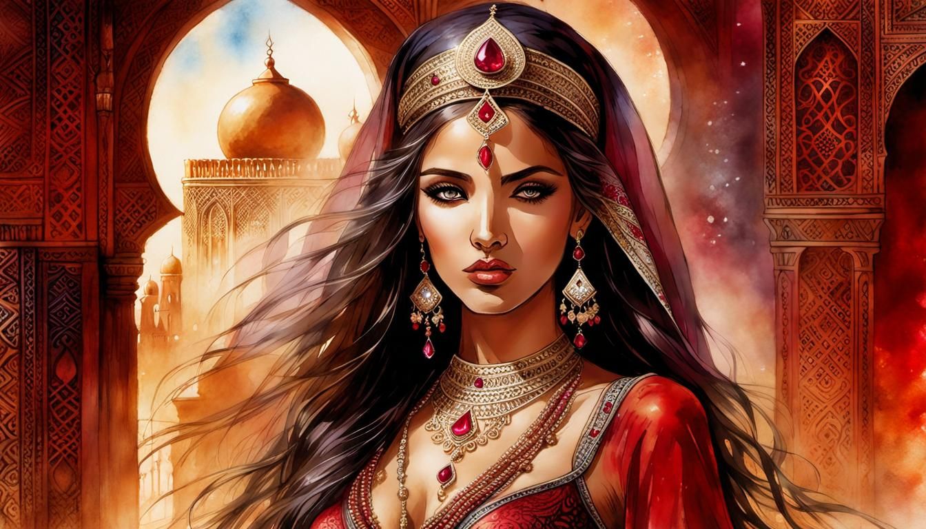 Little Egypt, A Luminous Berber Princess in Vibrant Moroccan...